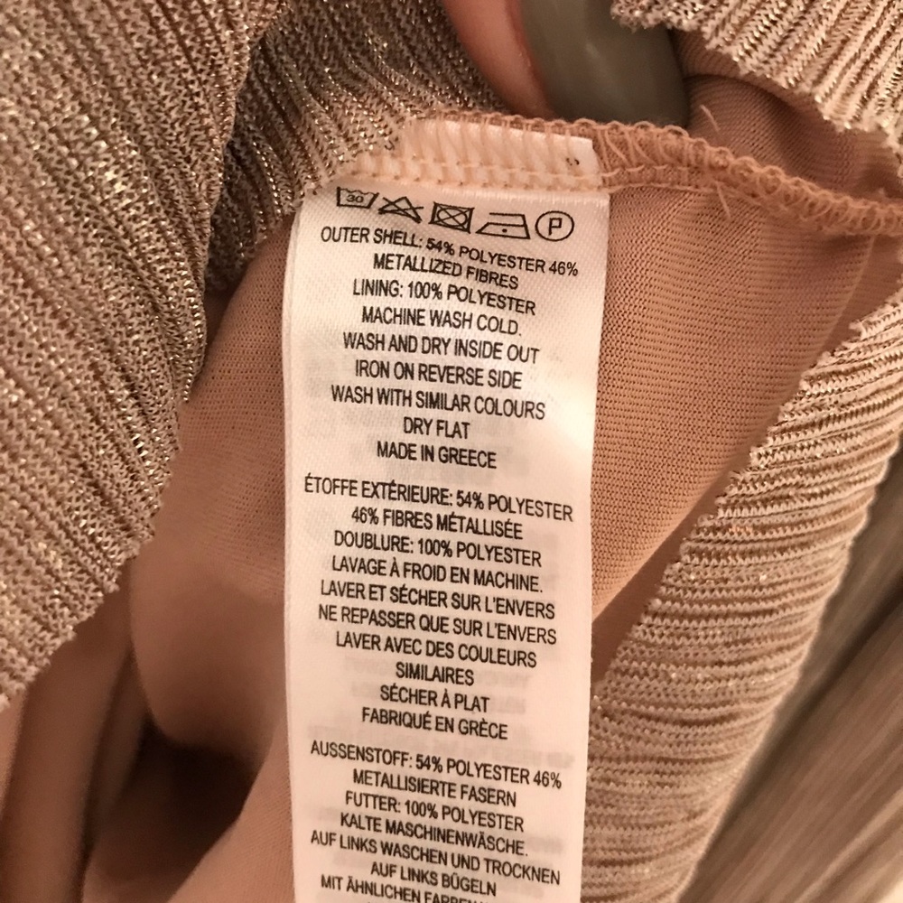 NWT French Connection Pleated Shimmer Dress Gold - Picture 8 of 8
